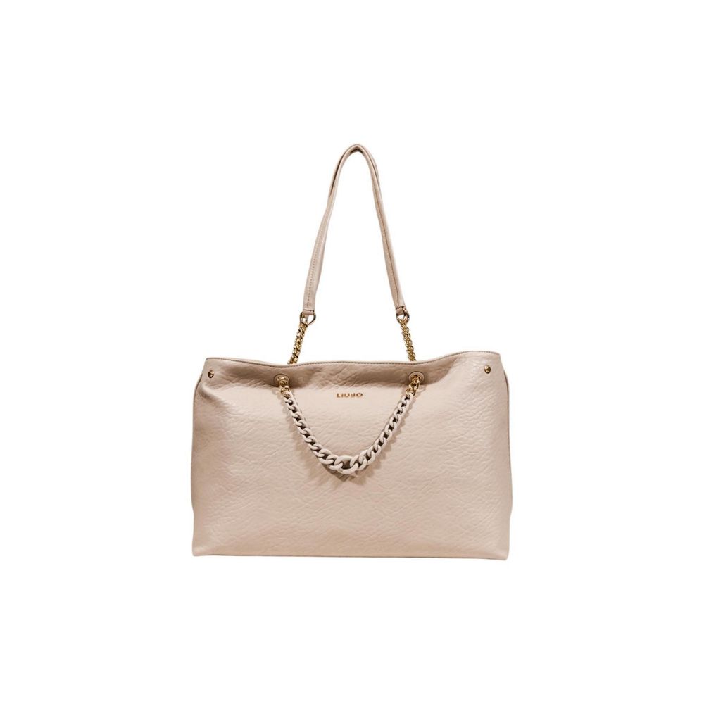 Liu Jo M Tote beige pebbled leather chain-strap tote front view