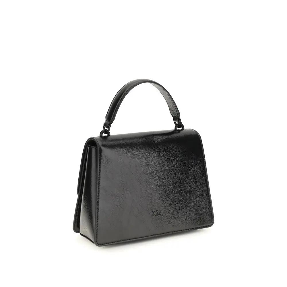 PINKO Ovis Aries Aries lamb leather black handbag top-handle front view