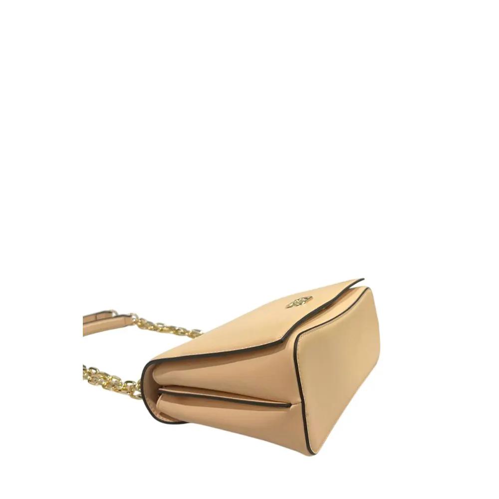 Twinset Beige Crossbody Bag leather, gold-tone chain strap, side view