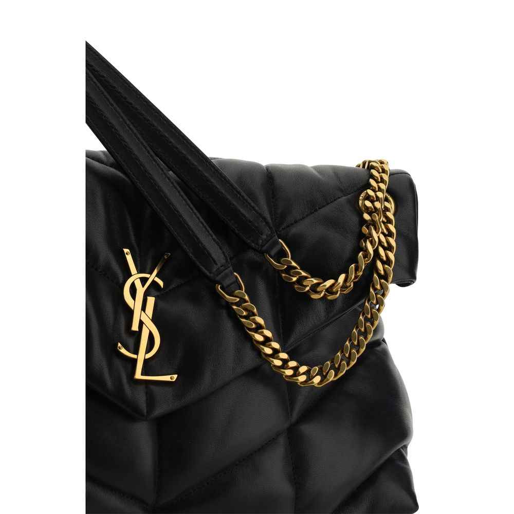 Saint Laurent LouLou black quilted leather shoulder bag with gold chain, logo detail