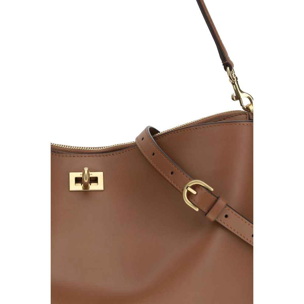 Balenciaga Small Rodeo brown leather shoulder bag strap detail view