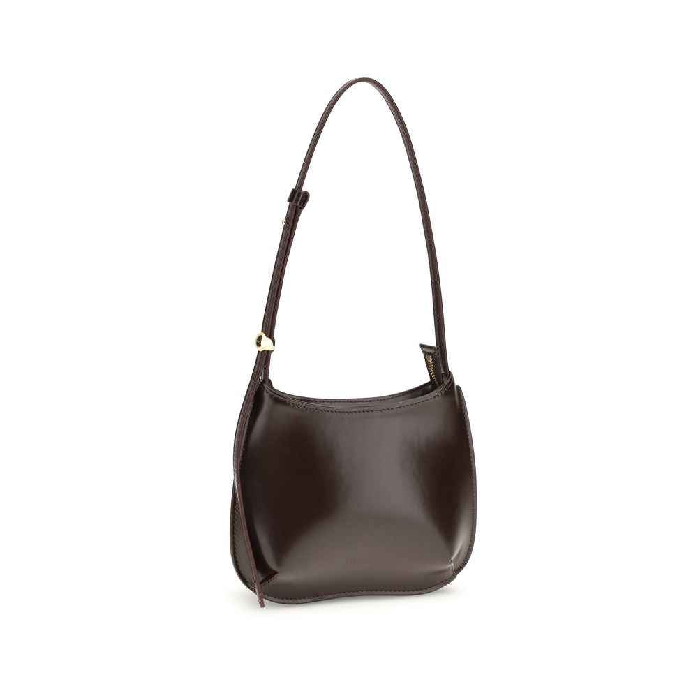 Jacquemus Le Petit Bisou brown leather shoulder bag, front view