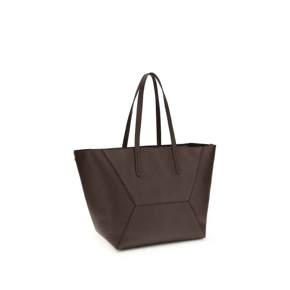 Brunello Cucinelli Brown Hammered Leather Tote
