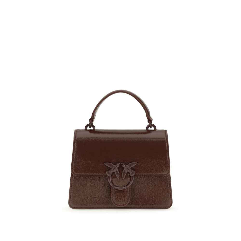 PINKO burgundy goatskin top-handle handbag, front view