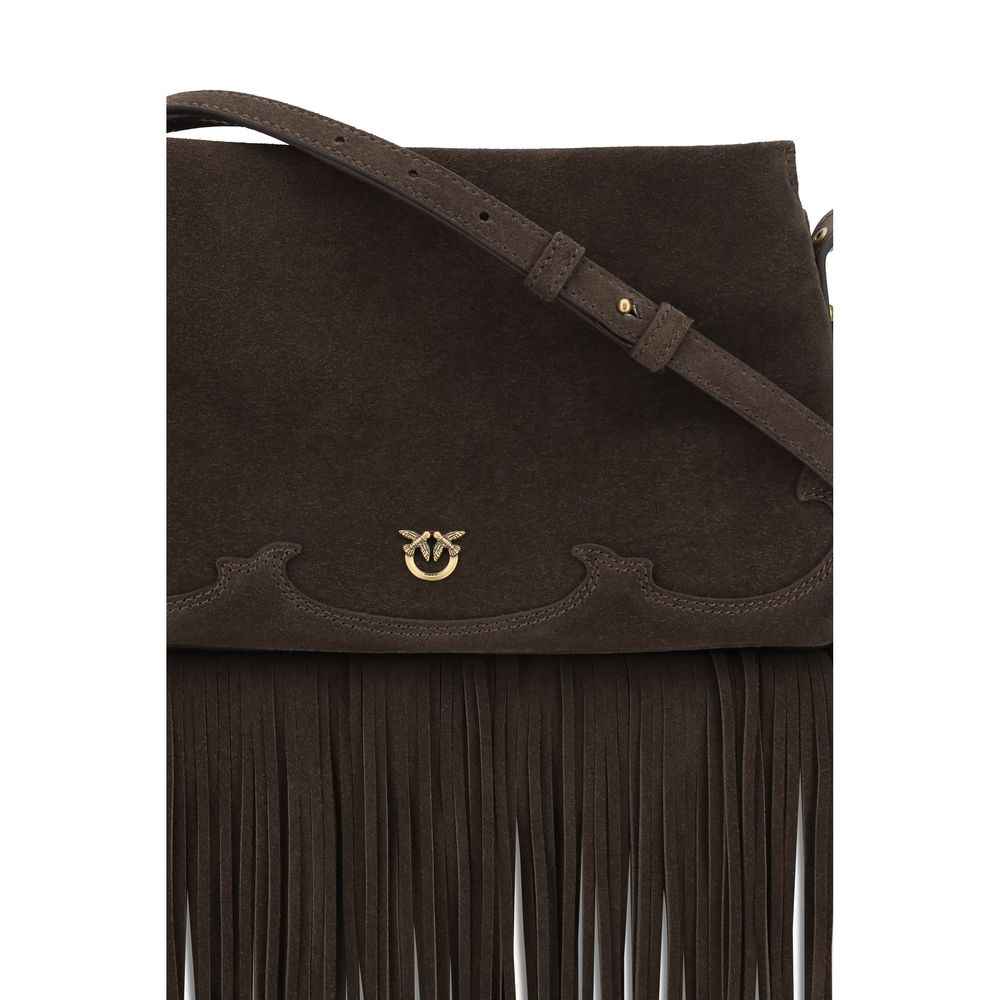 PINKO Brown Calf Leather Bos Taurus Shoulder Bag