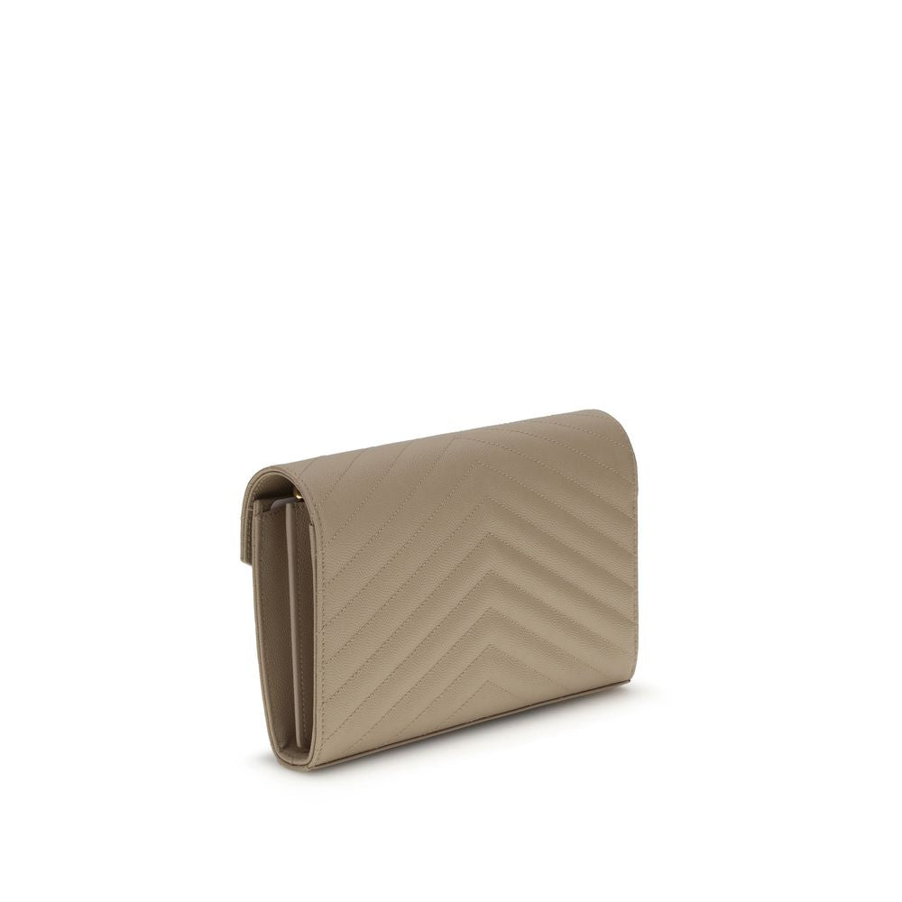 Bolso de hombro Bos Taurus de piel de becerro beige de Saint Laurent