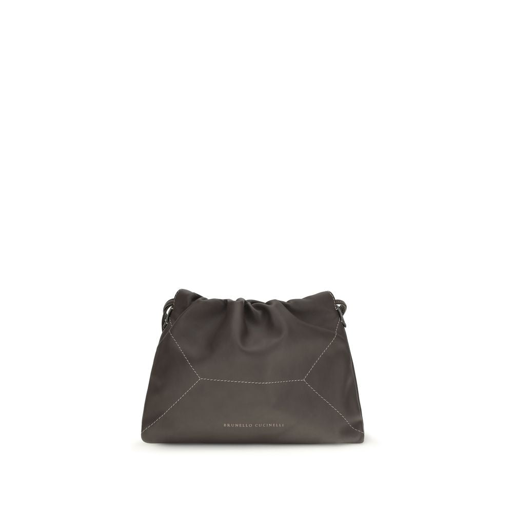 Brunello Cucinelli Bos Taurus shoulder bag, brown calf leather, front view