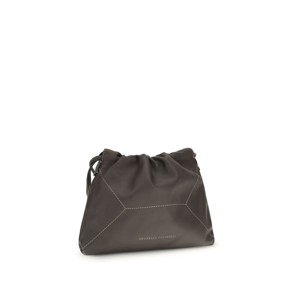 Brunello Cucinelli Bos Taurus shoulder bag, brown calf leather, front view