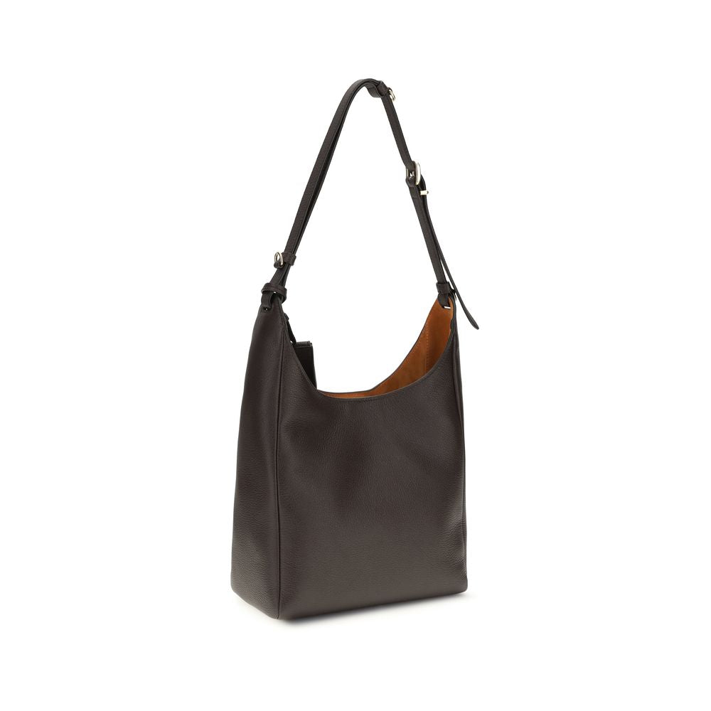 Miu Miu Vitello Phenix shoulder bag, brown leather, tan interior, three-quarter view