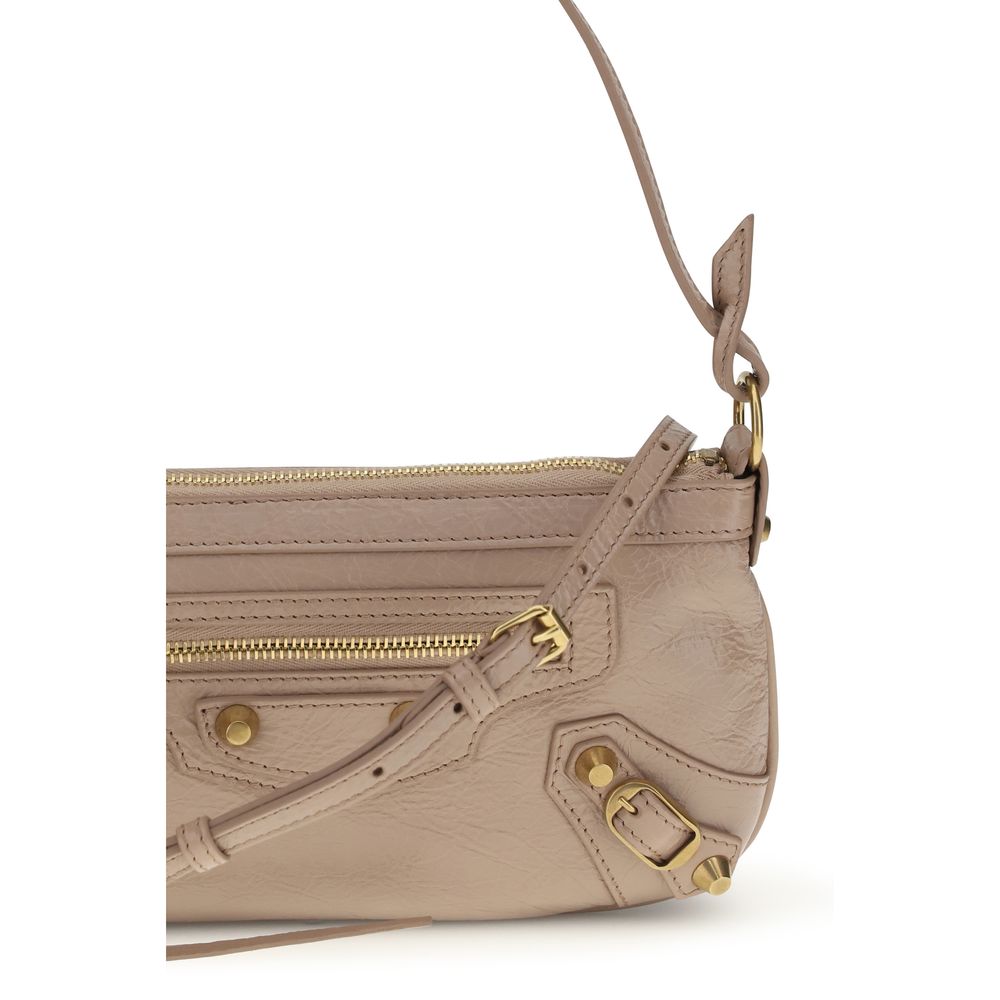 Balenciaga Ovis Aries Aries shoulder bag, taupe lamb leather, side view.
