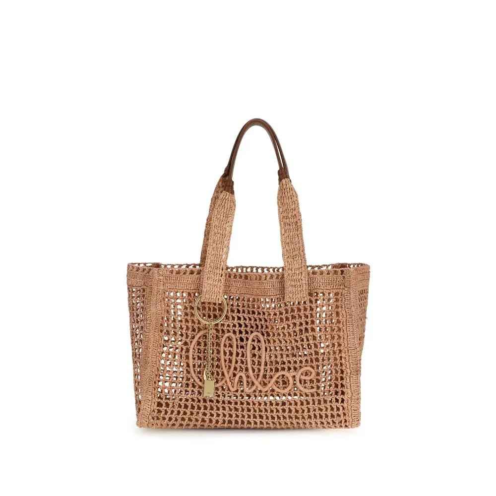 Chloé Beige Raffia Shoulder Bag