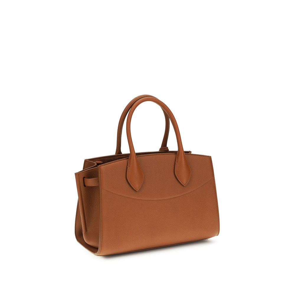Ferragamo Bos Taurus shoulder bag, brown calf leather, front view.