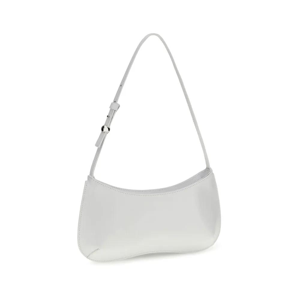 Jacquemus The Bisou Perle shoulder bag, white leather, front view