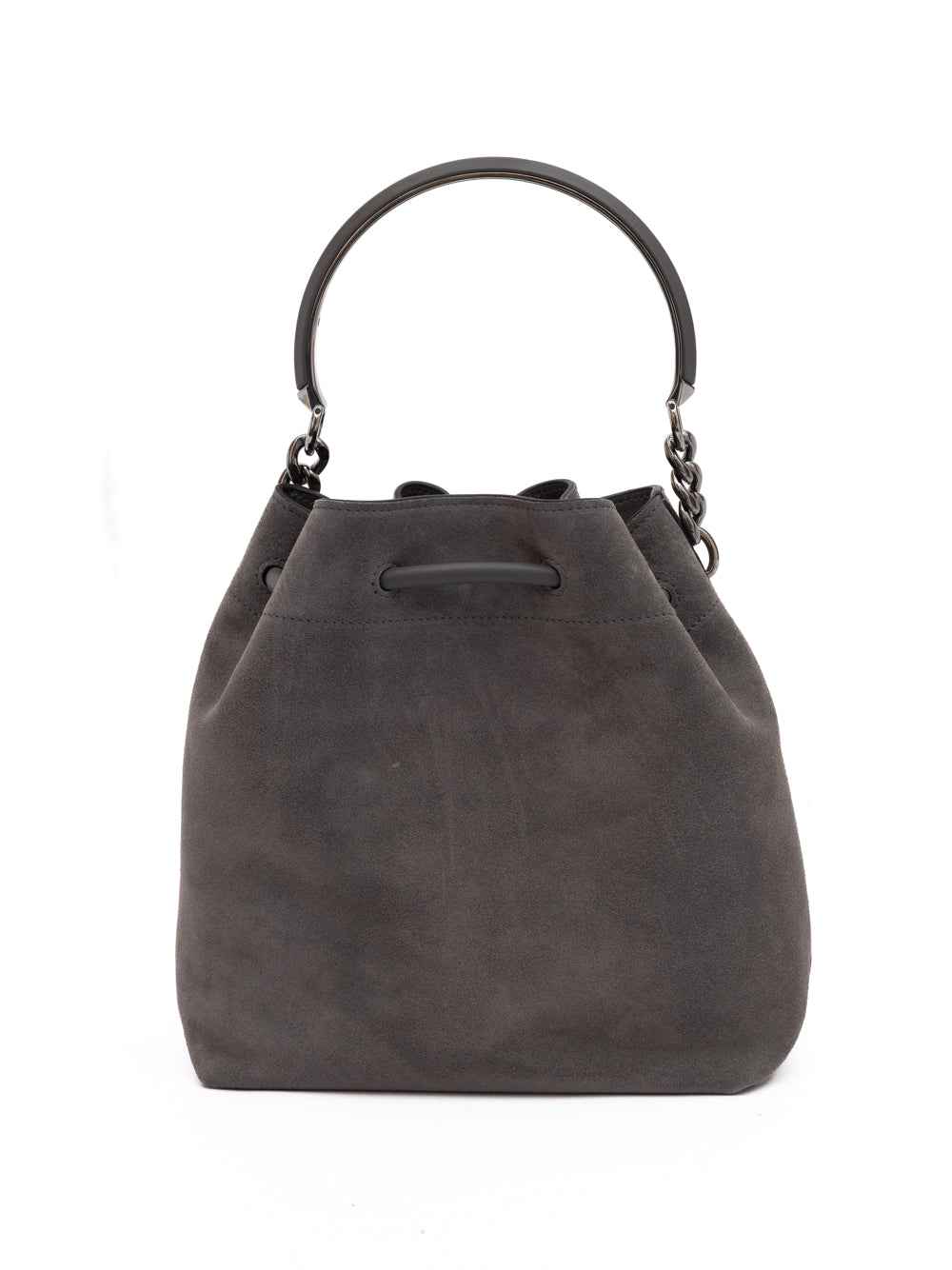 Jimmy Choo Grey Bon Bon Suede Bucket Bag