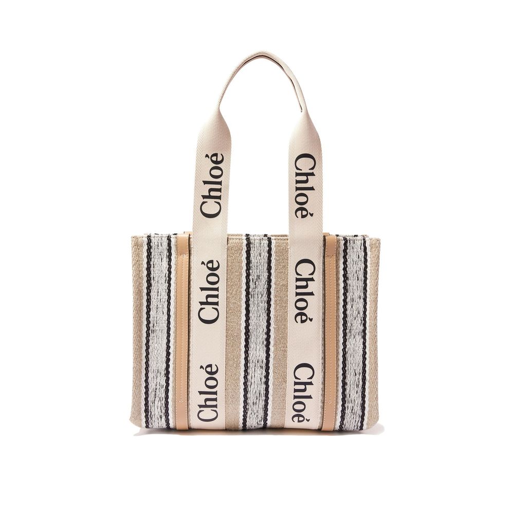 Chloé Beige Woody Medium Tote Bag
