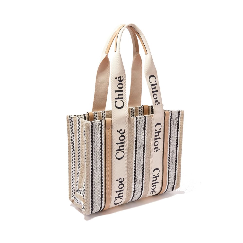 Chloé Beige Woody Medium Tote Bag