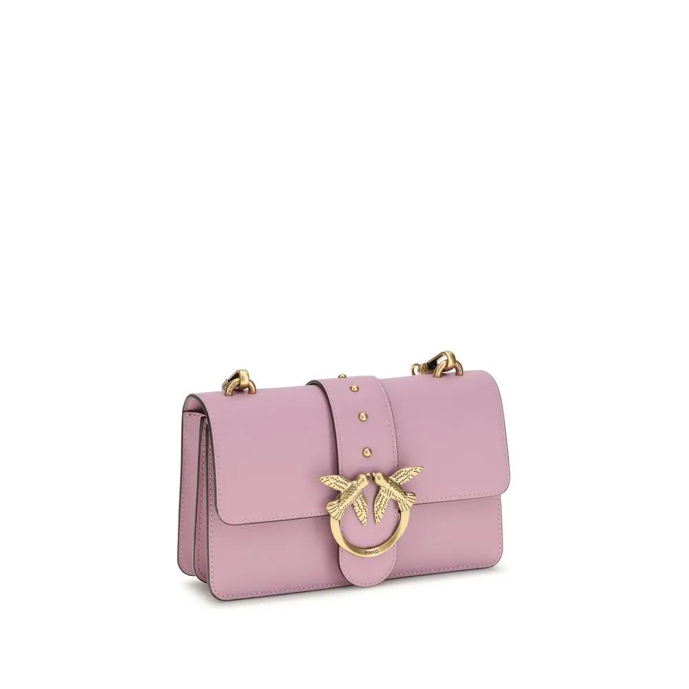 PINKO Multicolor Calf Leather Bos Taurus Shoulder Bag pink calf leather, shoulder bag, front three-quarter view