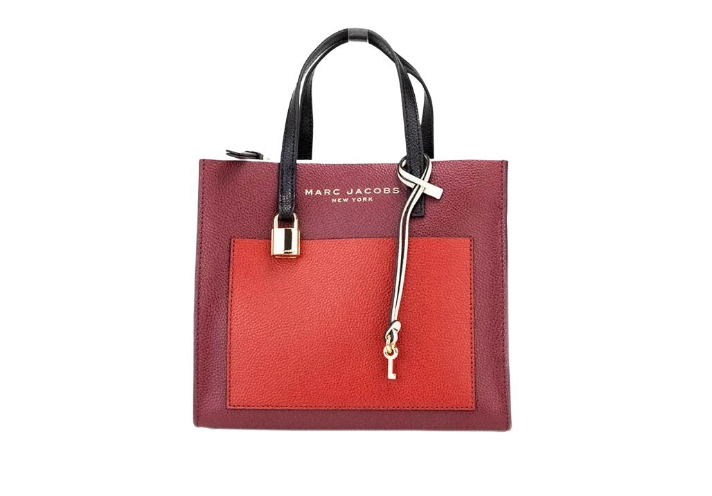 Marc Jacobs Grind Mini Pomegranate Colorblock Leather Tote Crossbody handbag, front view