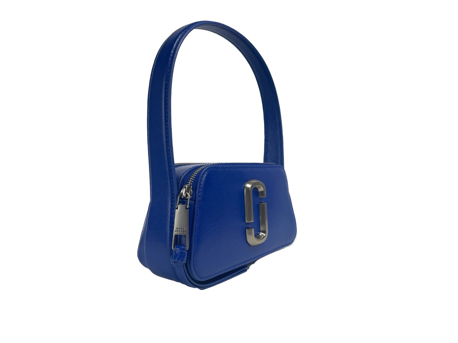 Marc Jacobs The Slingshot leather blue shoulder bag three-quarter view