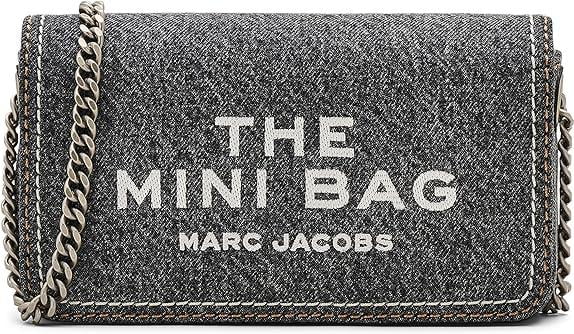 Marc Jacobs The Denim Chain Mini Bag - Black Wash denim, crossbody bag, front view