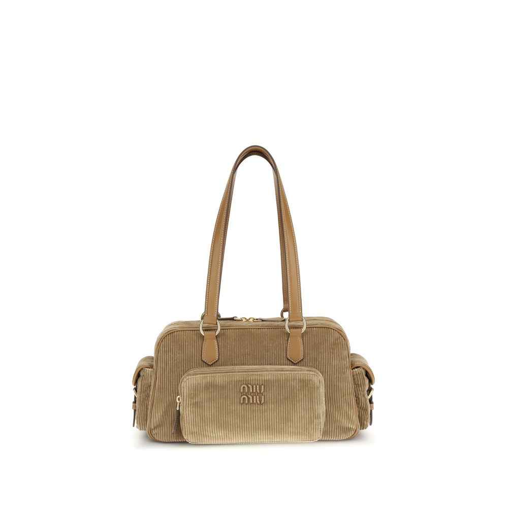 Miu Miu Beige Corduroy Shoulder Bag