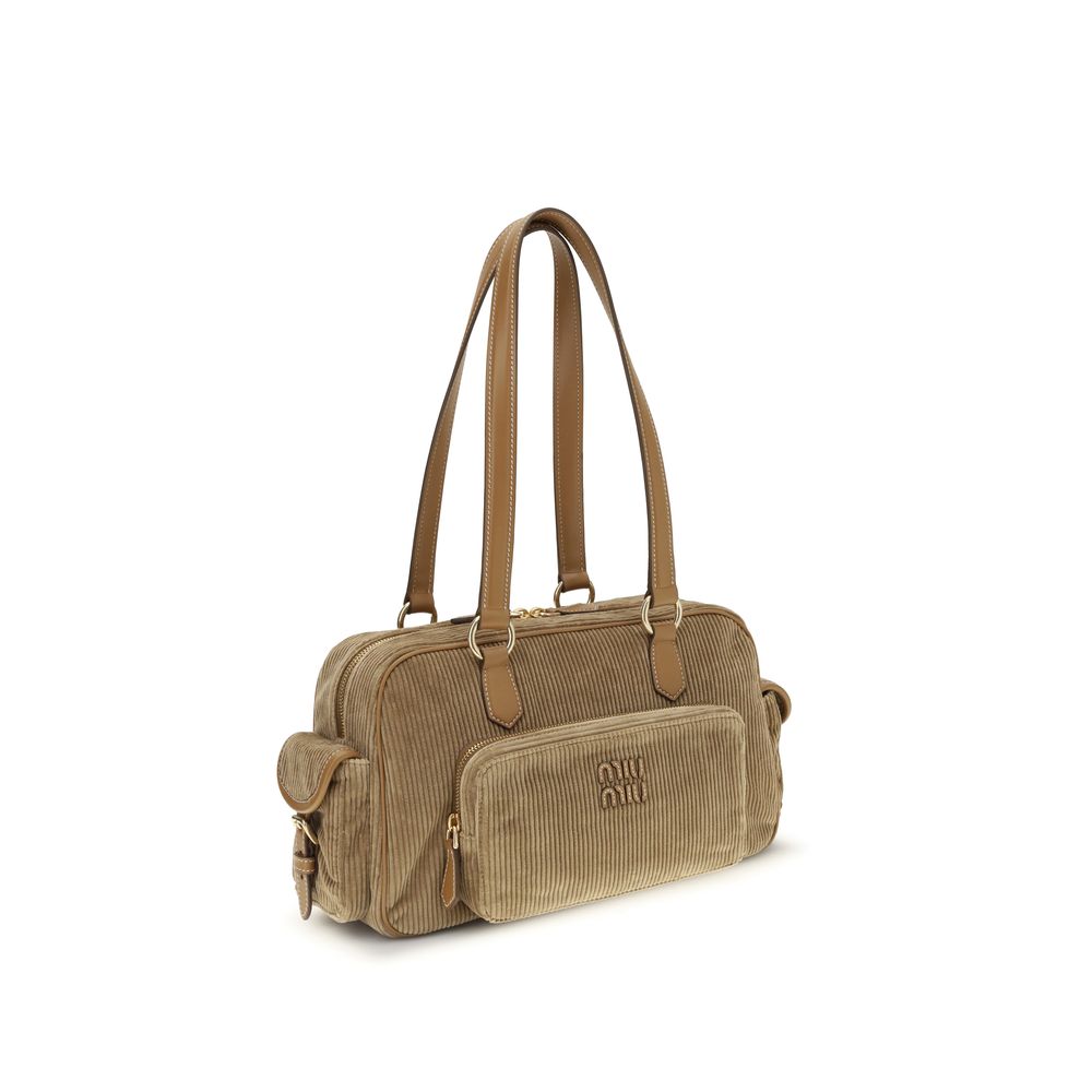 Miu Miu Beige Corduroy Shoulder Bag