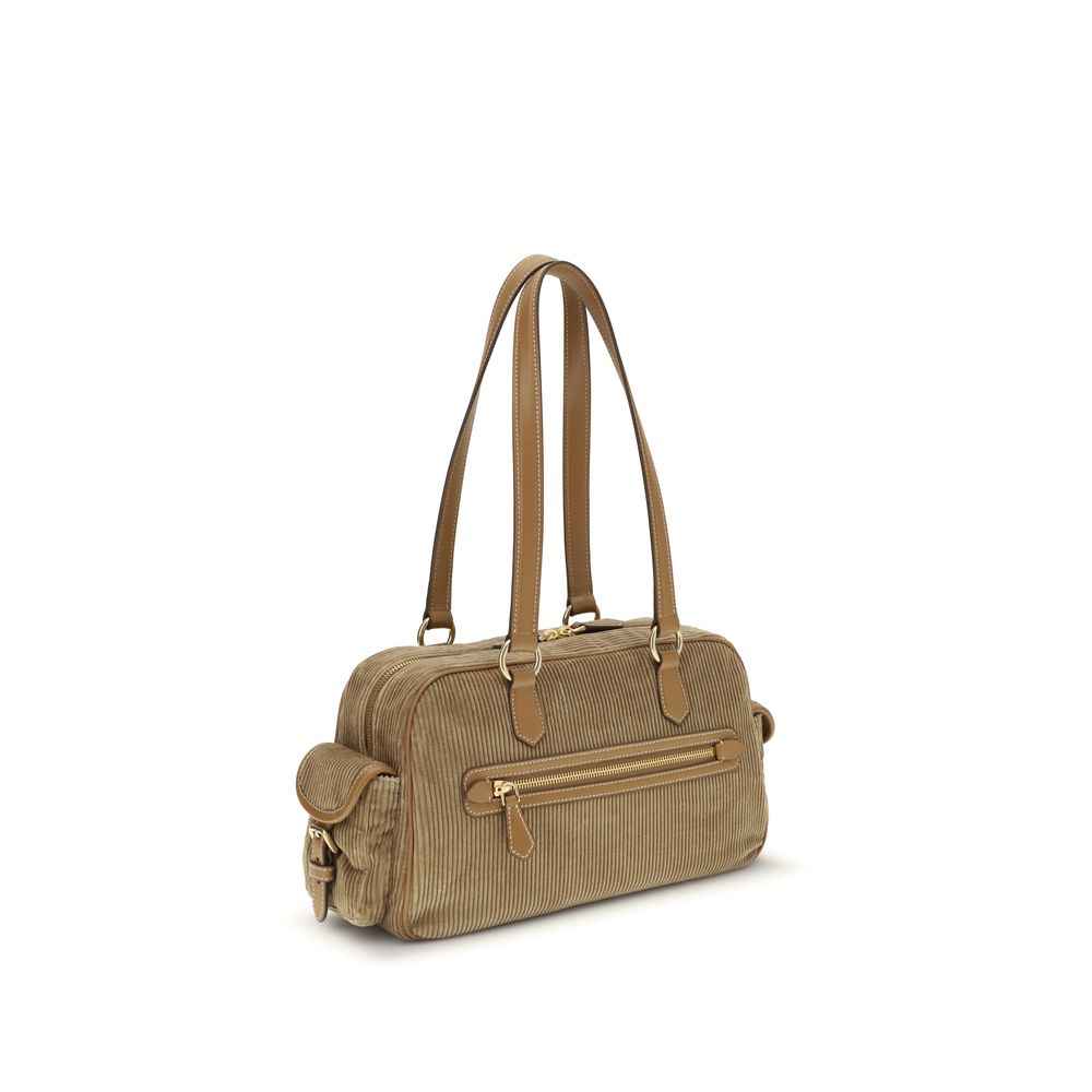 Miu Miu Beige Corduroy Shoulder Bag