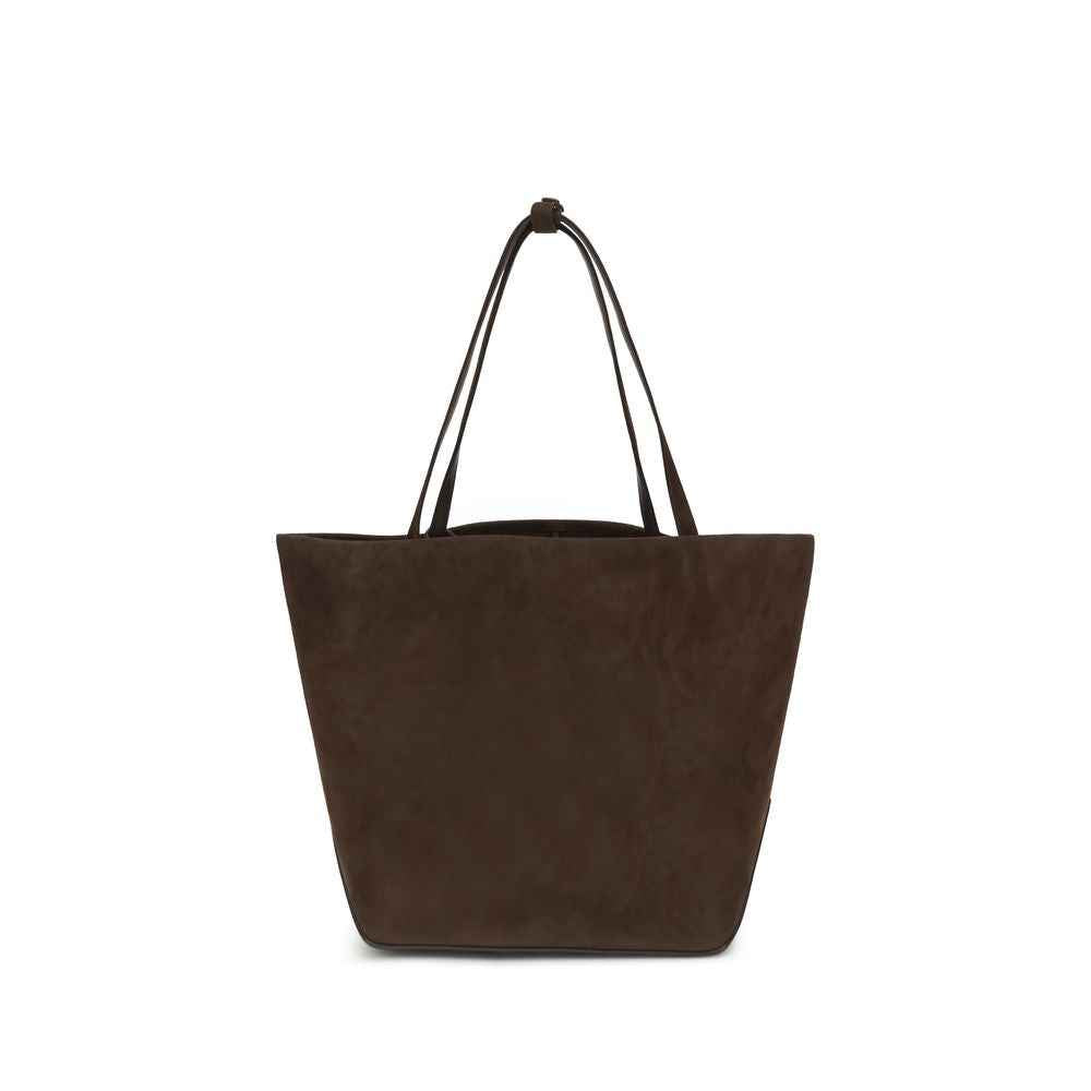 The Row Lamb Ovis Aries Aries brown suede shoulder bag front view