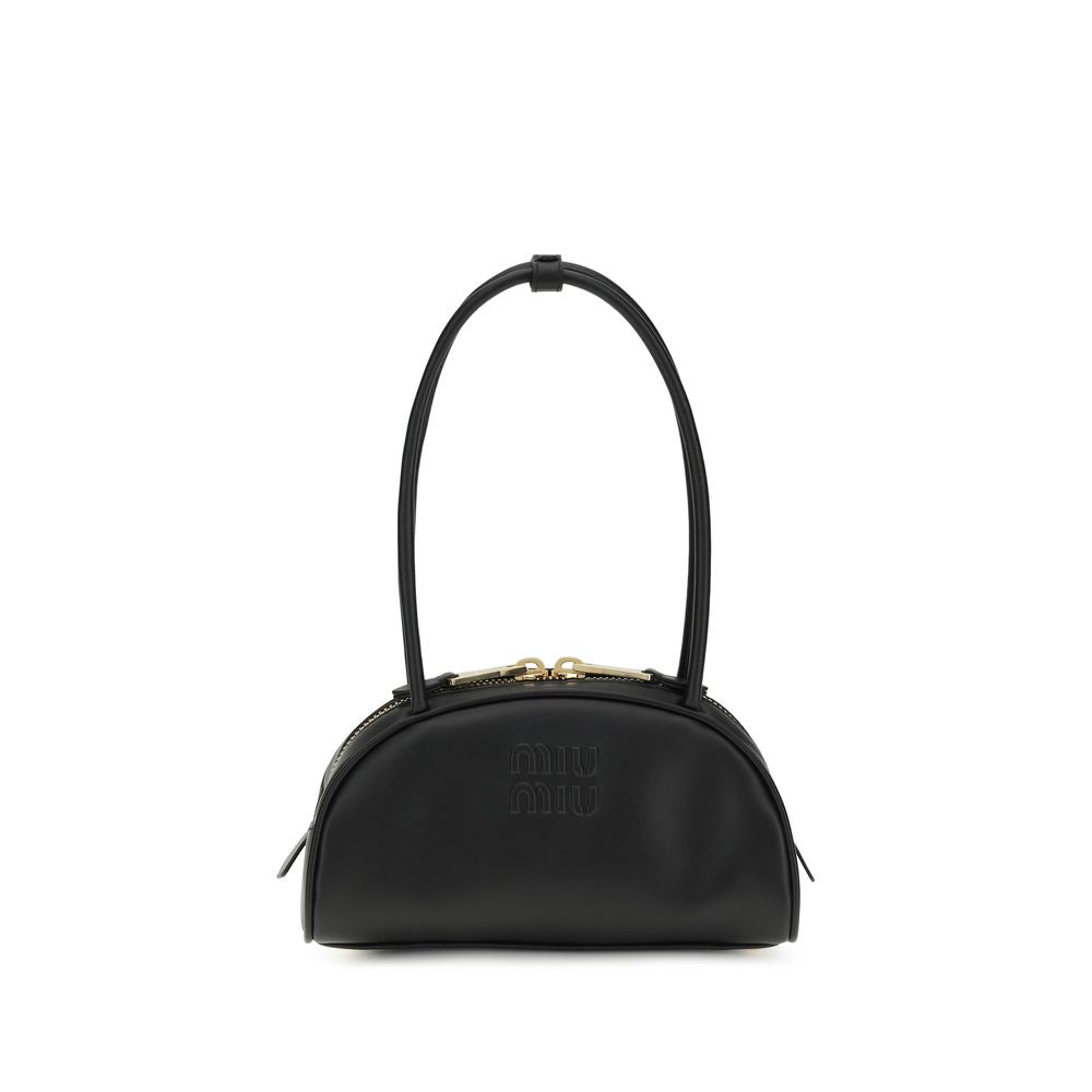 Miu Miu The Beau shoulder bag, black leather, front view