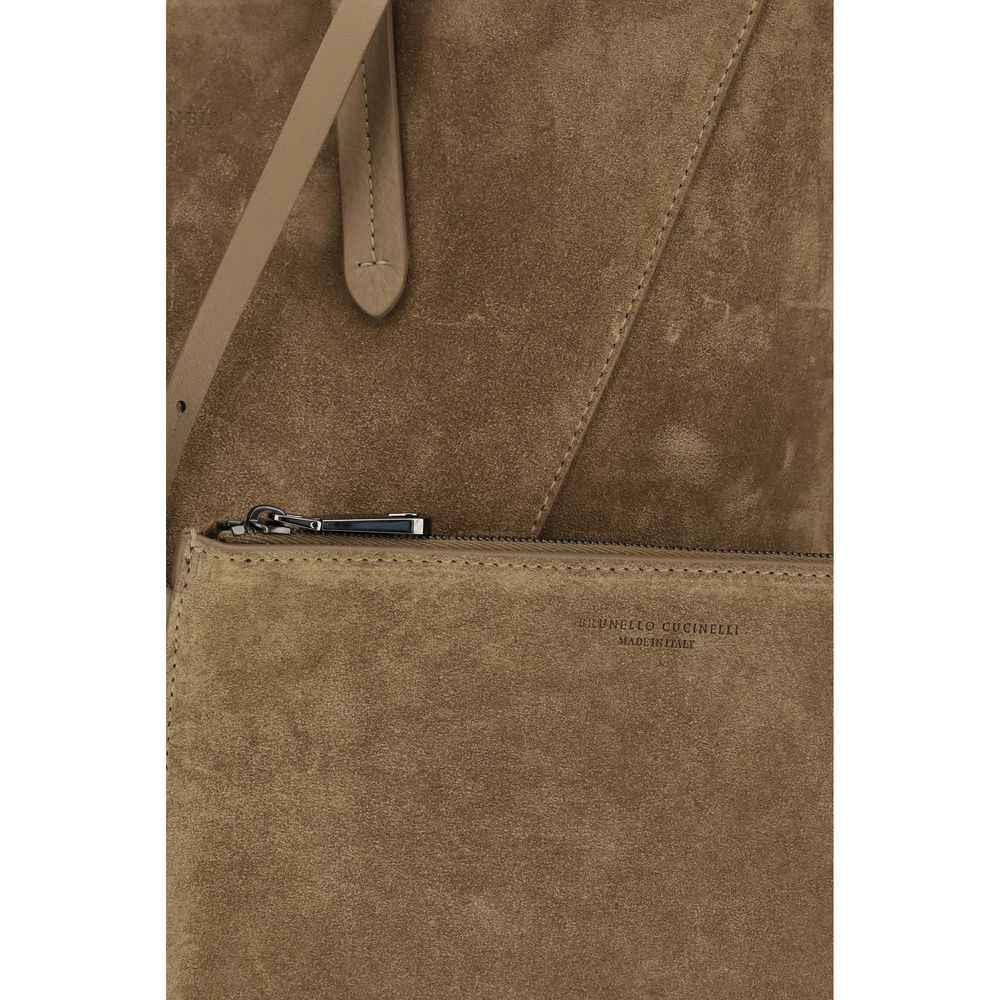 Brunello Cucinelli Beige Calf Leather Bos Taurus Shoulder Bag