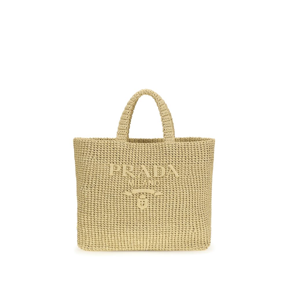 Prada Beige Raffia Tote Bag