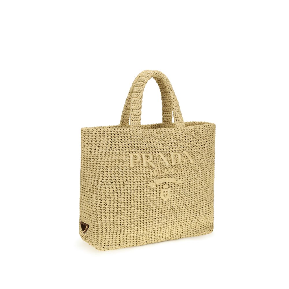 Prada Beige Raffia Tote Bag