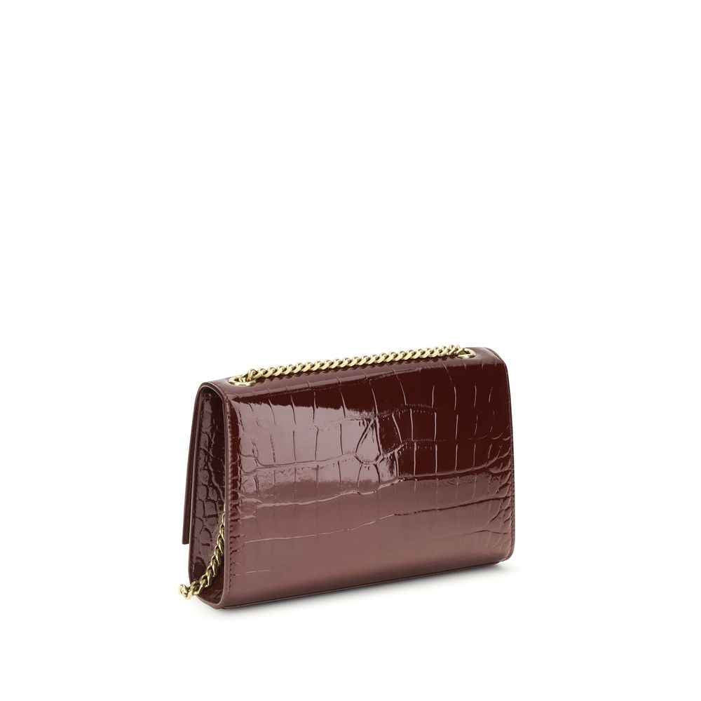 Saint Laurent Bos Taurus Bordeaux calf-leather shoulder bag, three-quarter view