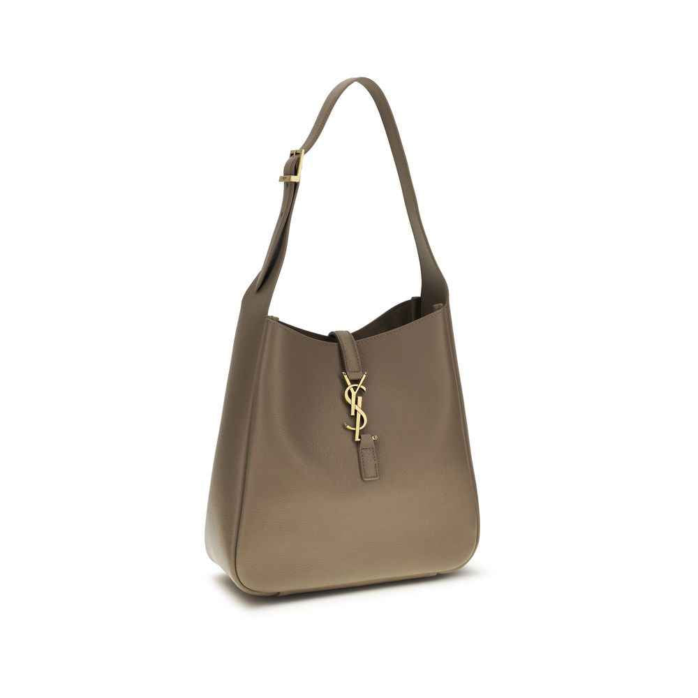 Saint Laurent Bos Taurus shoulder bag in gray calf leather logo detail