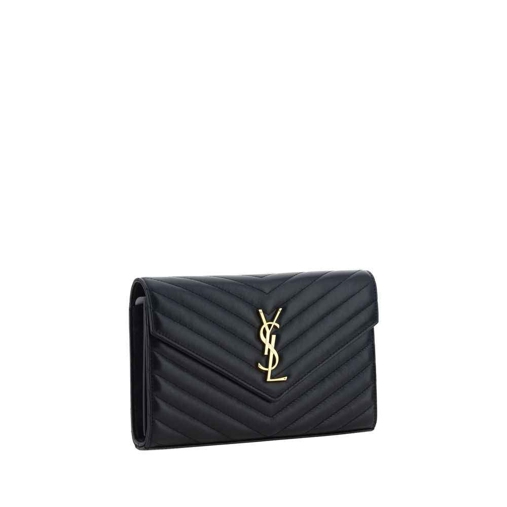 Saint Laurent Ovis Aries Aries shoulder bag in black lambskin leather, front view