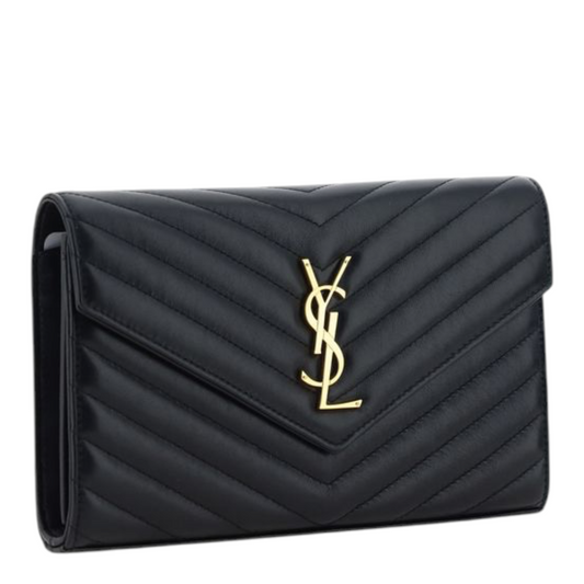 Saint Laurent The Monogram Leather Wallet Black Leather