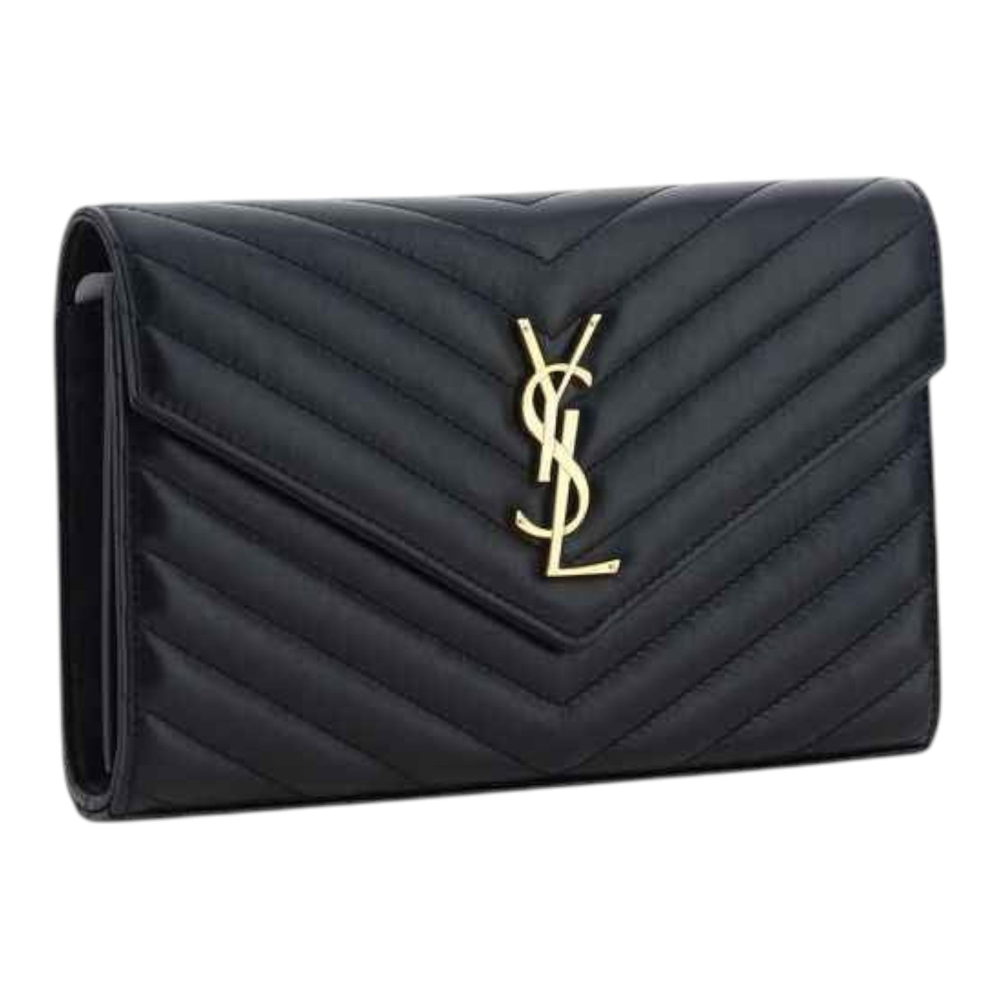 Saint Laurent Ovis Aries Aries shoulder bag in black lambskin leather, front view