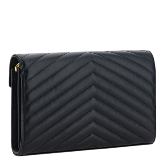 Saint Laurent The Monogram Leather Wallet Black Leather