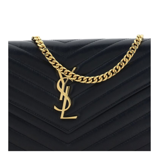 Saint Laurent The Monogram Leather Wallet Black Leather