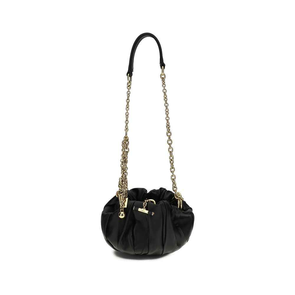 Chloé Ovis Aries Aries shoulder bag, black lamb leather, gold-tone chain strap, front view