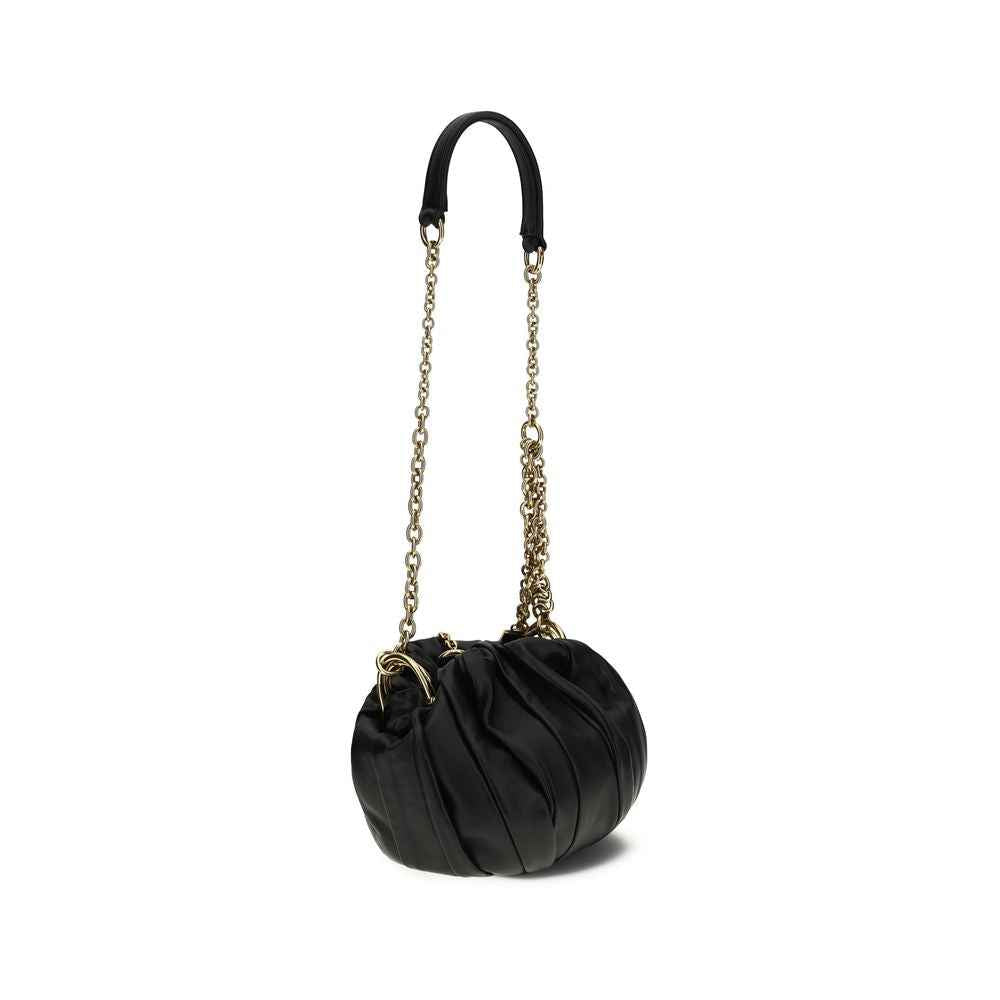 Chloé Ovis Aries Aries lamb leather black shoulder bag, chain strap, top handle, front view