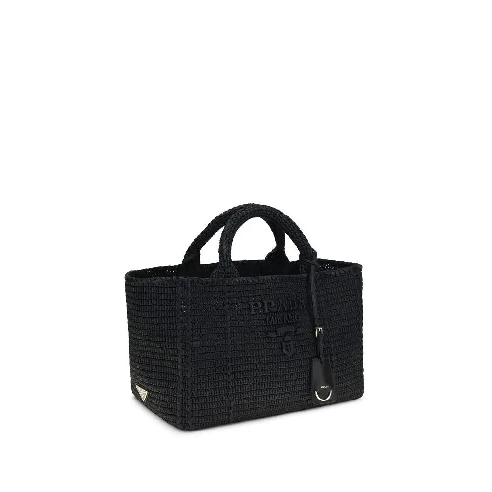 Prada handbag, viscose, black, compact, structured, front view