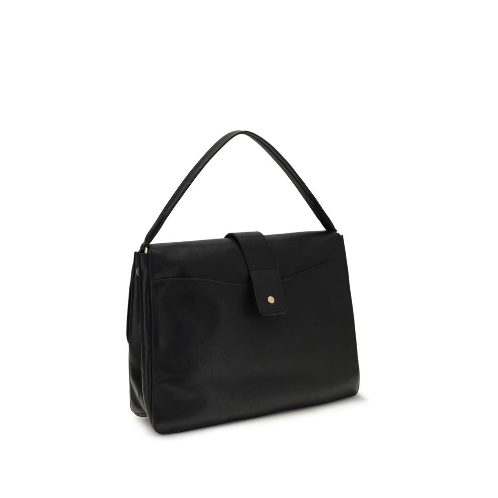 Burberry Lamb Ovis Aries Aries Shoulder Bag in black leather, front view