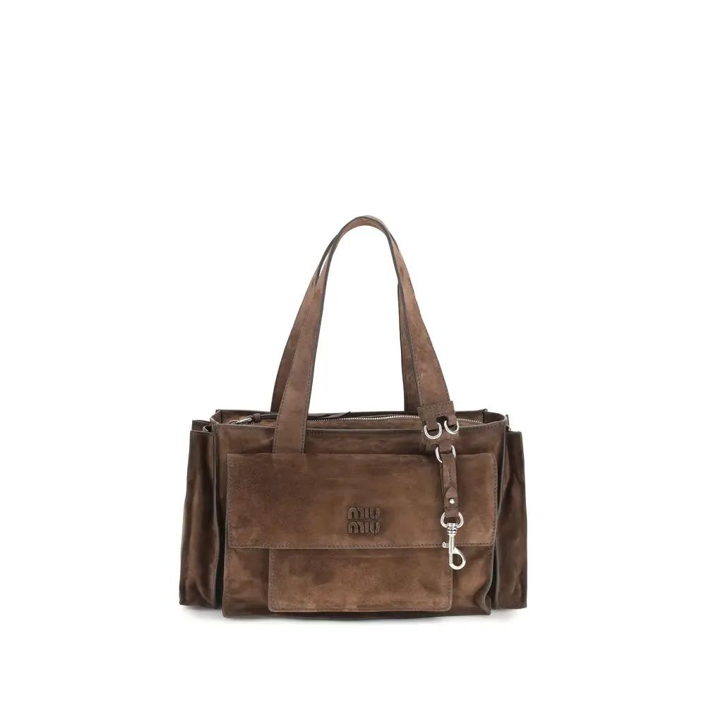 Miu Miu Bos Taurus Shoulder Bag brown calf leather front view