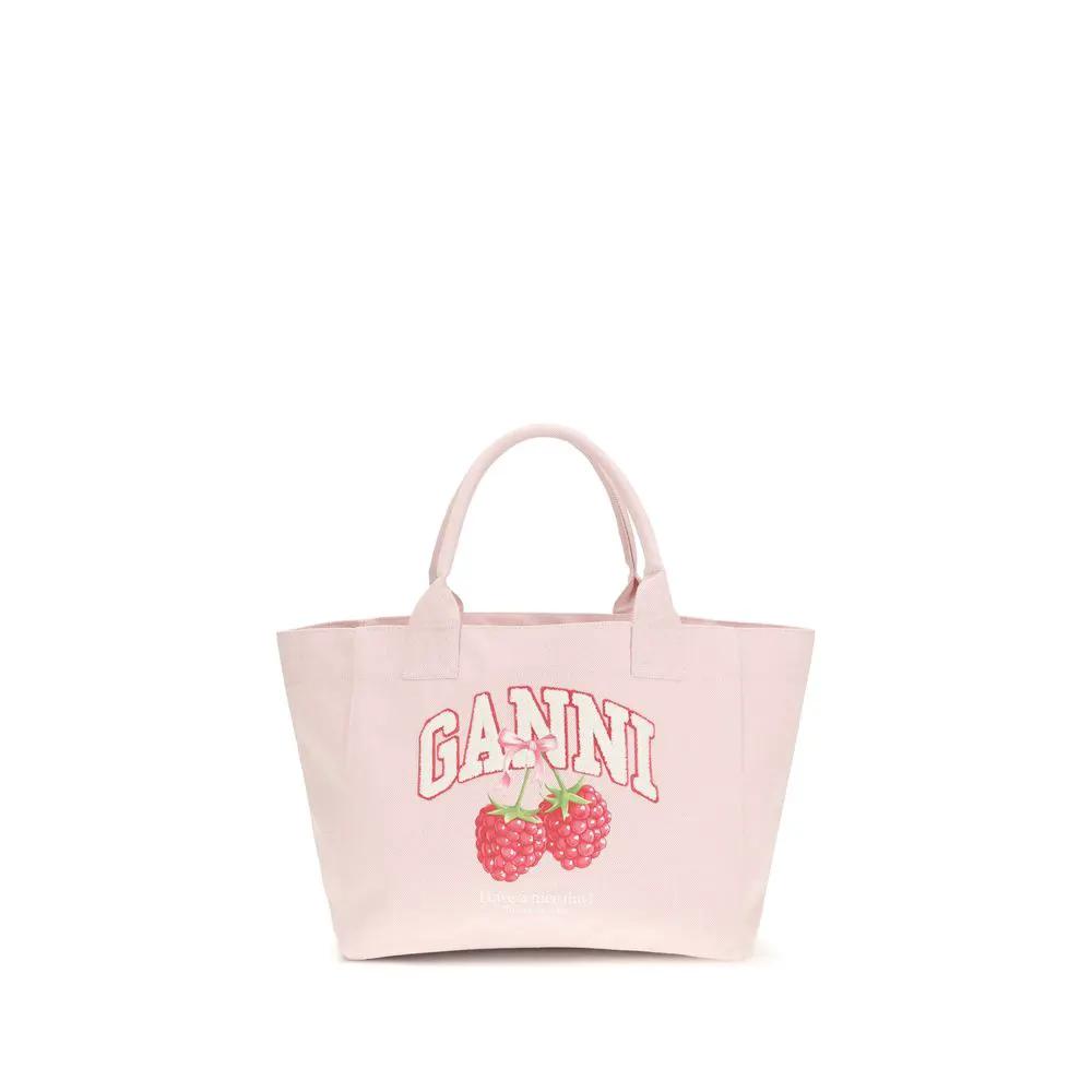 Ganni Multicolor Recycled Polyester Shoulder Bag pink front view