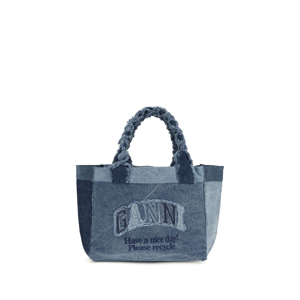 Ganni Blue Medium trapeze denim Shoulder Bag