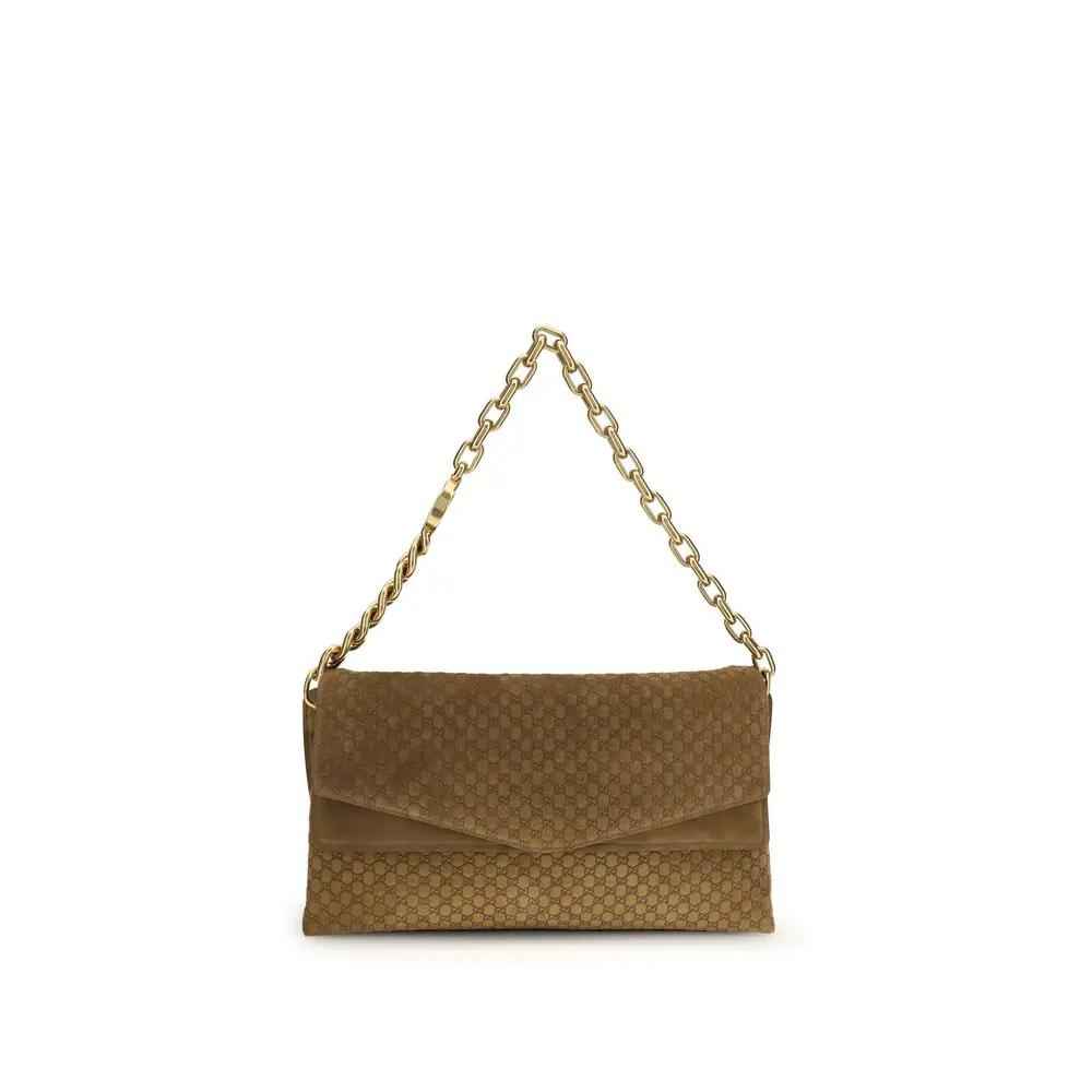 Gucci Large GG Embossed Suede Chain Bag