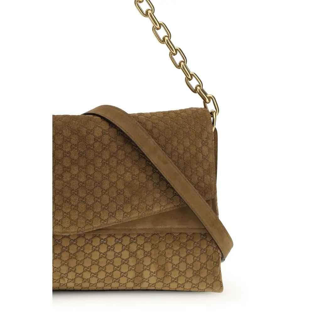 Gucci Large GG Embossed Suede Chain Bag