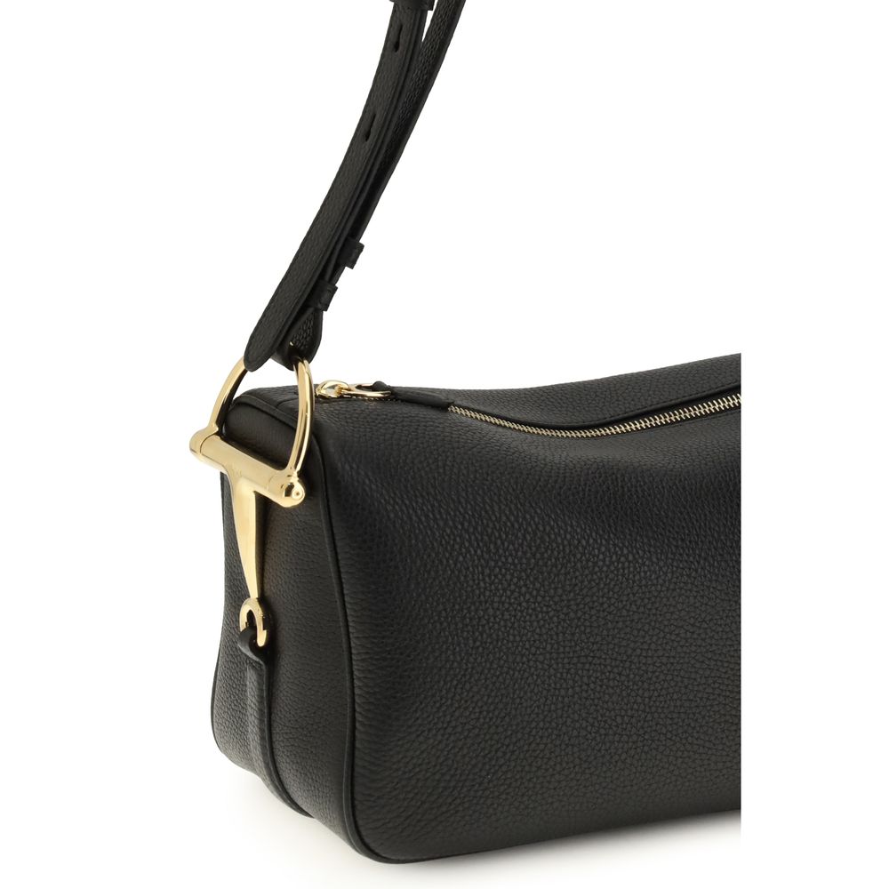 Gucci Black Half Horsebit Shoulder Bag