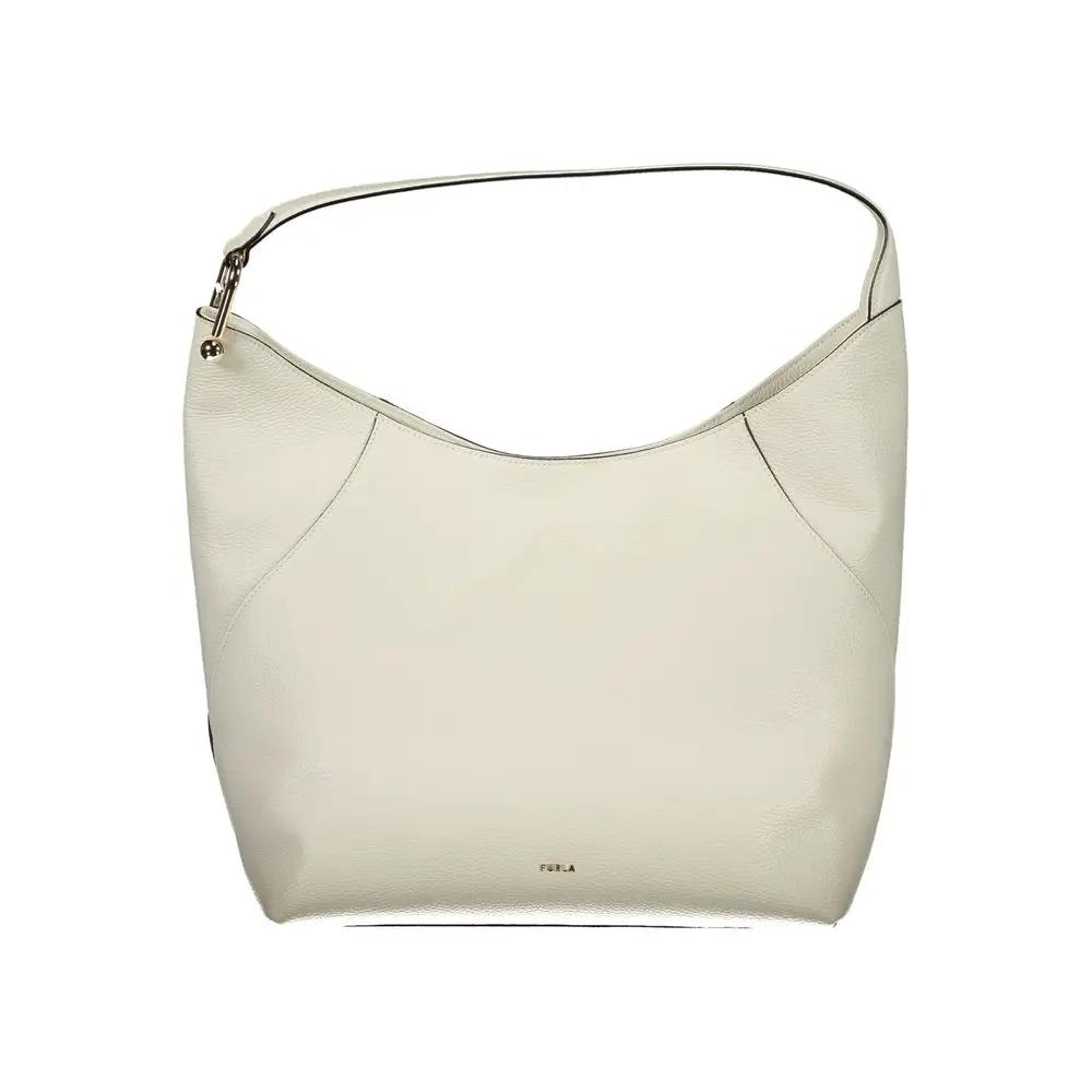Furla Lara shoulder bag, white pebbled leather, front view